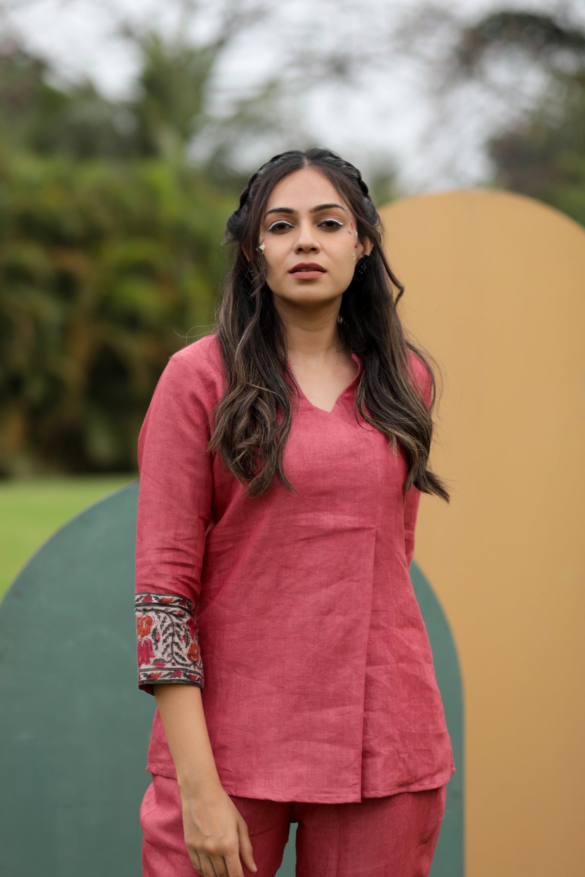 Bliss Pink Pure Linen Co-ord Set-Western-Ekana Label