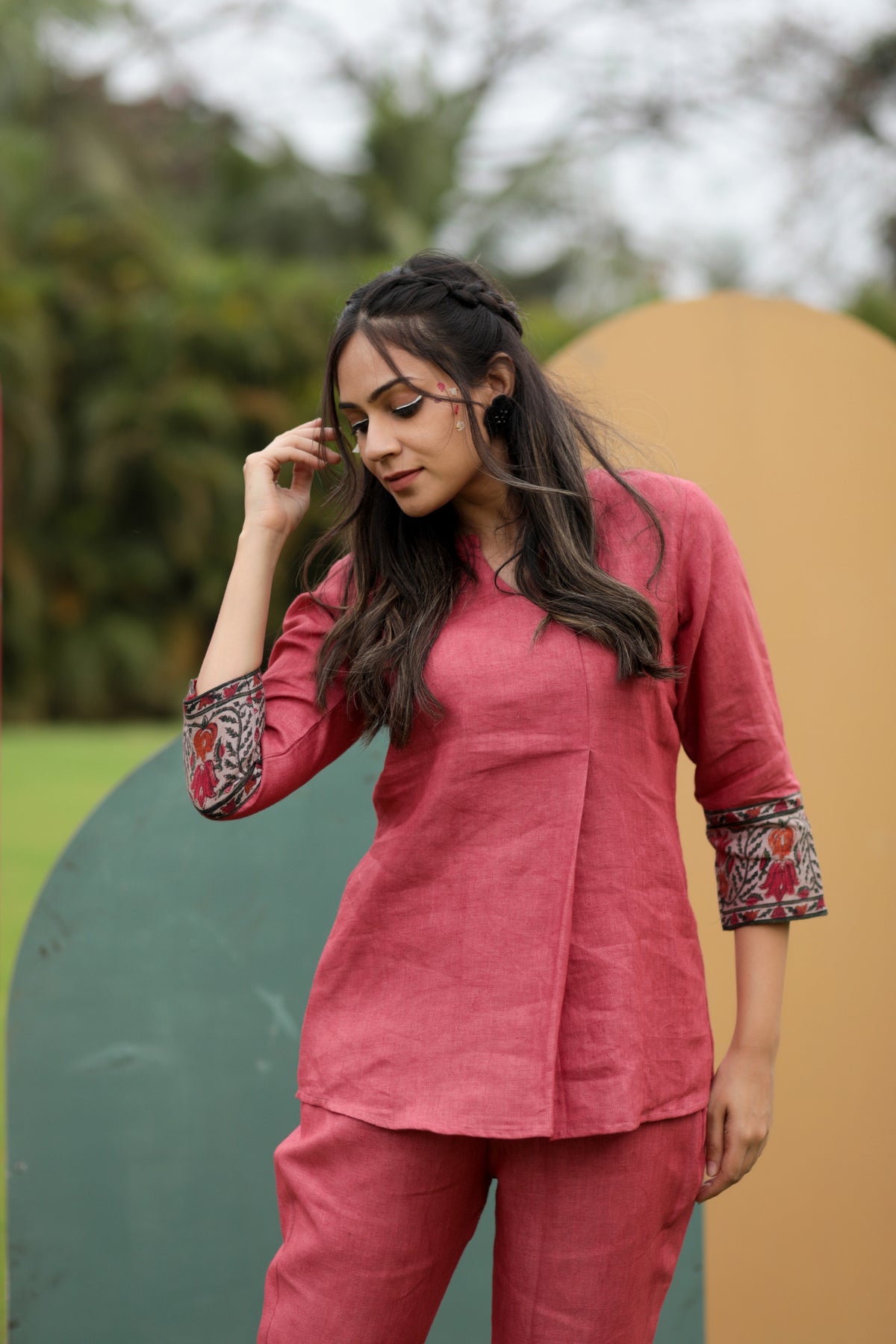 Bliss Pink Pure Linen Co-ord Set-Western-Ekana Label