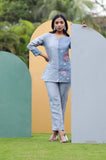 Grey Half Pichwai Detail Pure Linen Co-ord Set