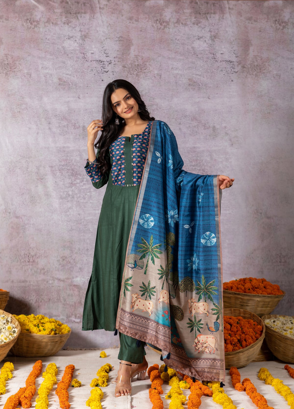 Ishanvi Pichwai Dupatta-Dupatta-Ekana Label