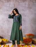 Ishanvi Pichwai Tales Green Suit Set