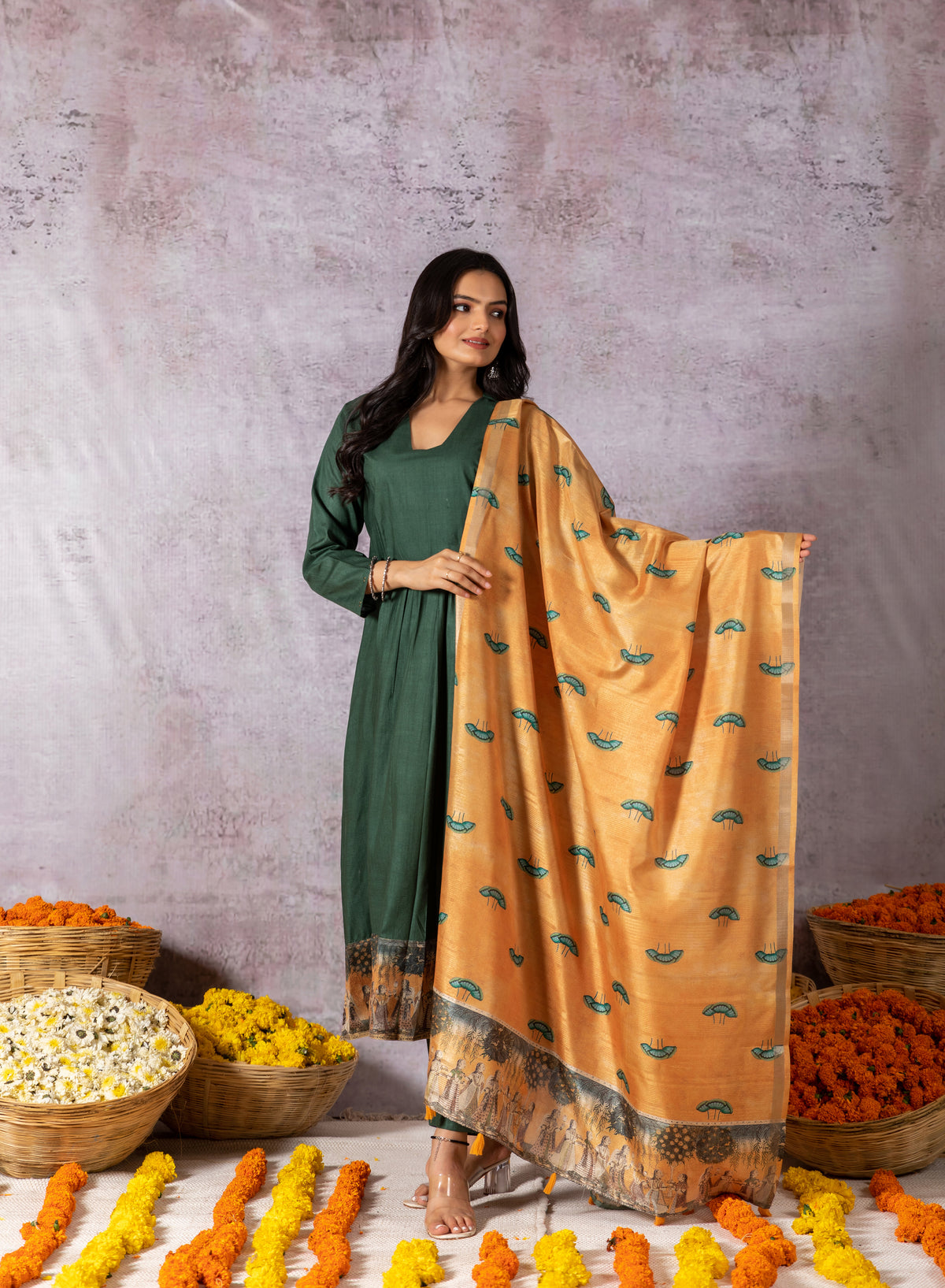 Jeevika Yellow Dupatta-Dupatta-Ekana Label