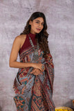 Ashwini Kalamkari Charcoal Grey Saree