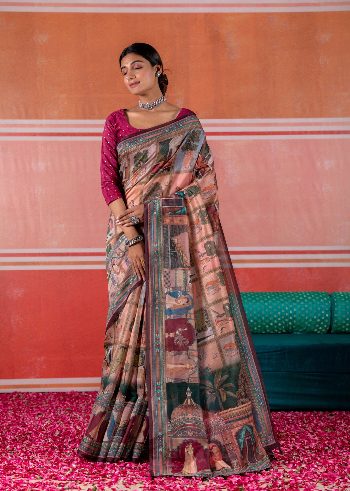 Anaya Mughal Pink Palace Saree-Saree-Ekana Label