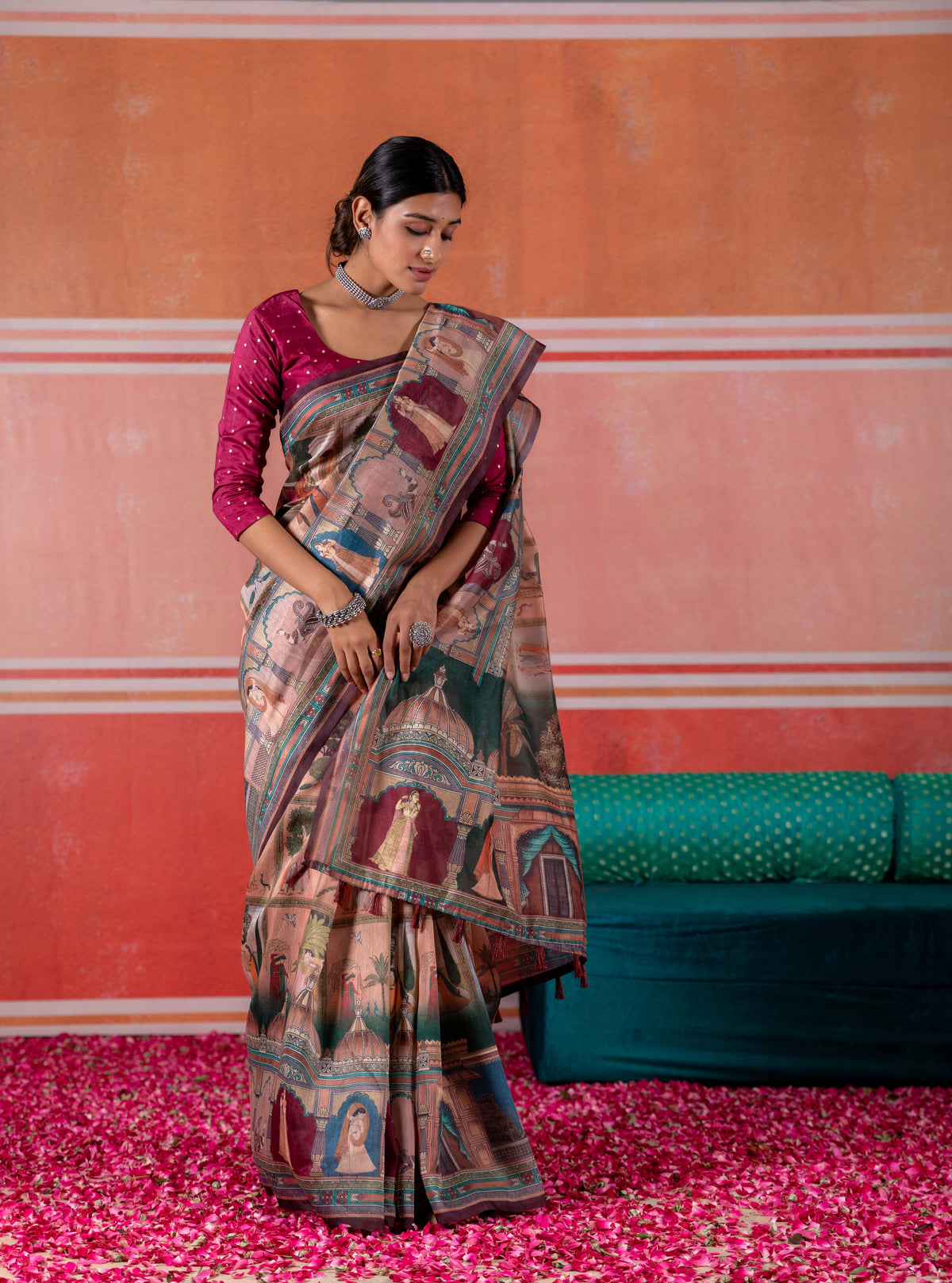 Anaya Mughal Pink Palace Saree-Saree-Ekana Label