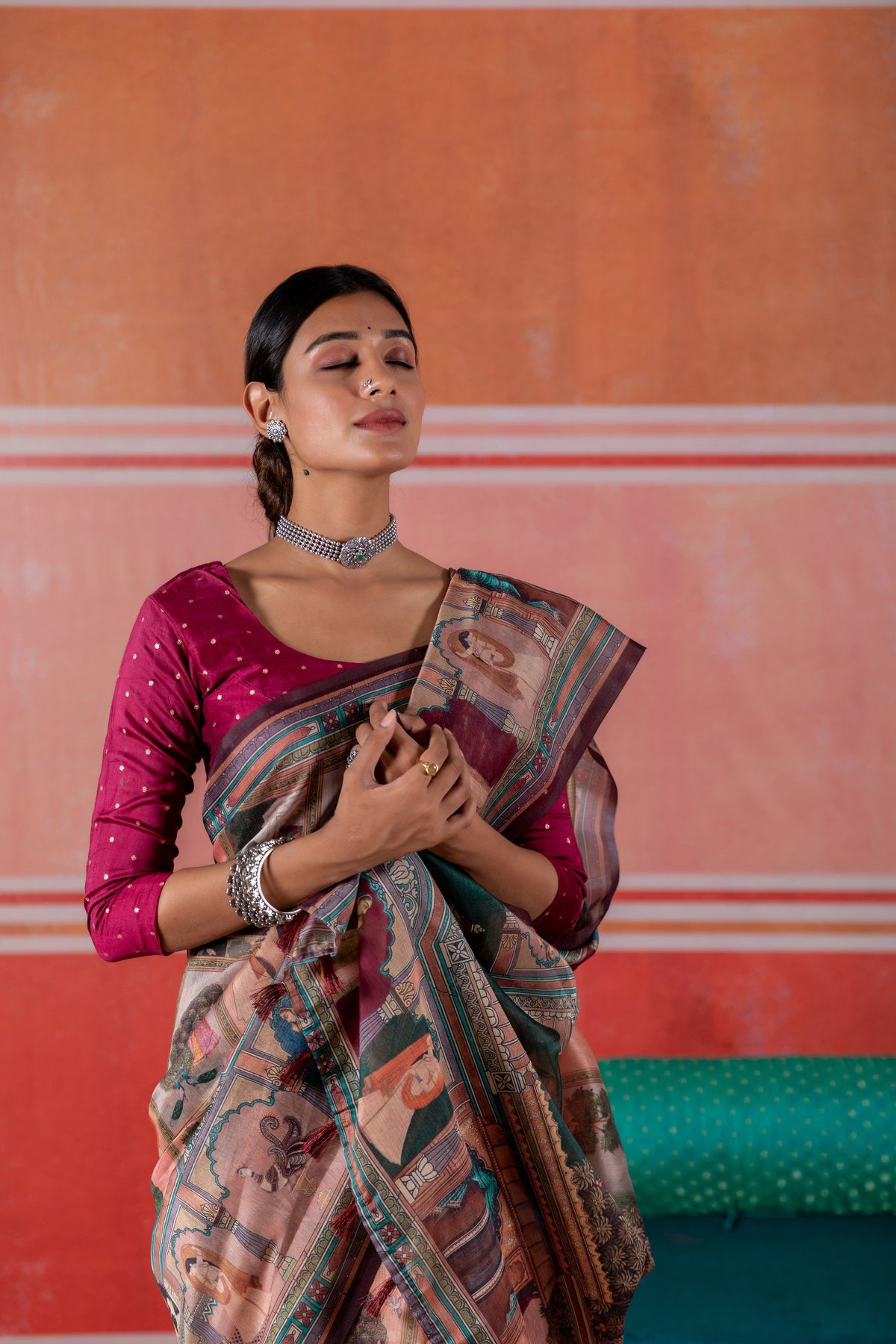 Anaya Mughal Pink Palace Saree-Saree-Ekana Label