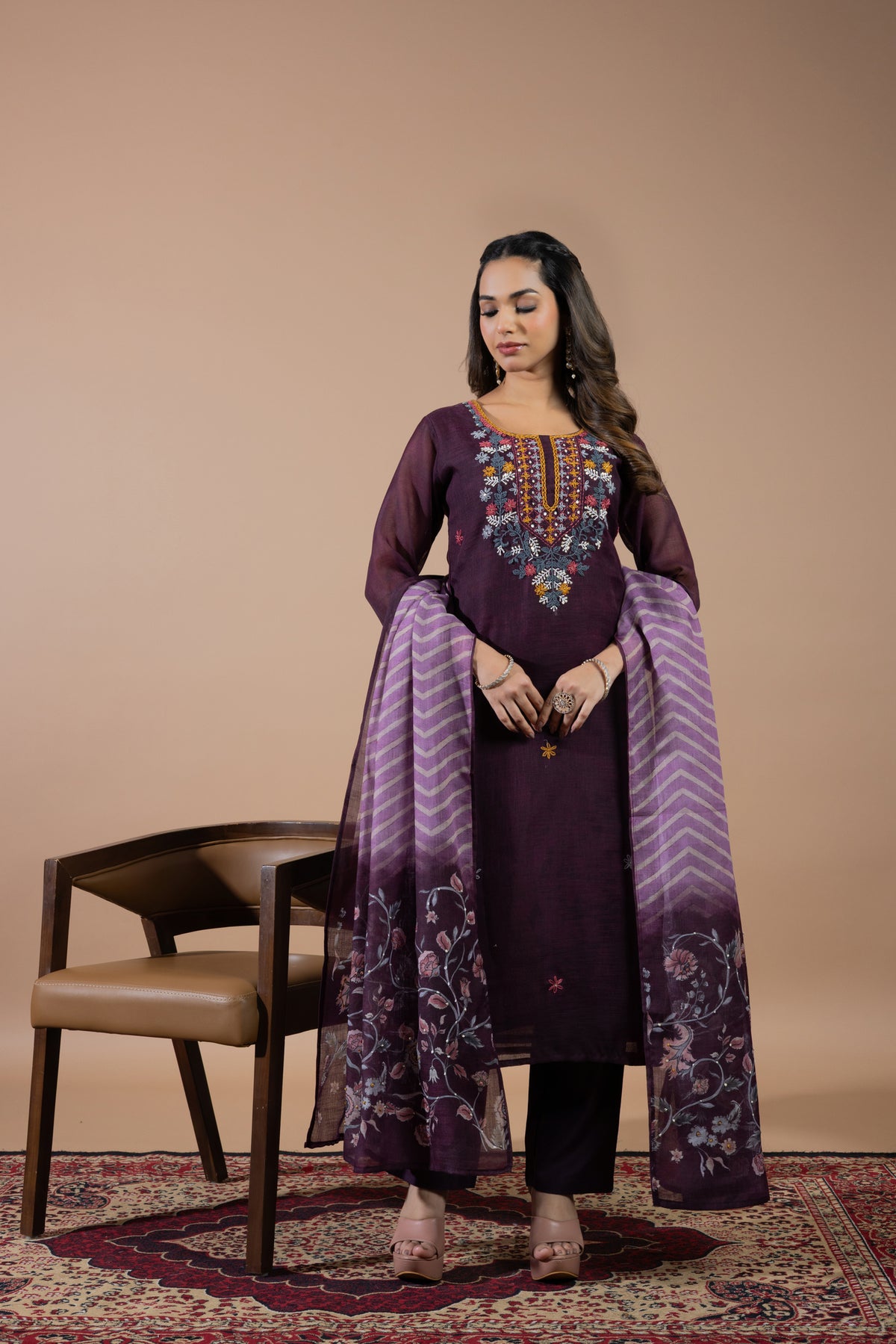 Plum Paradise Handwork Suit Set