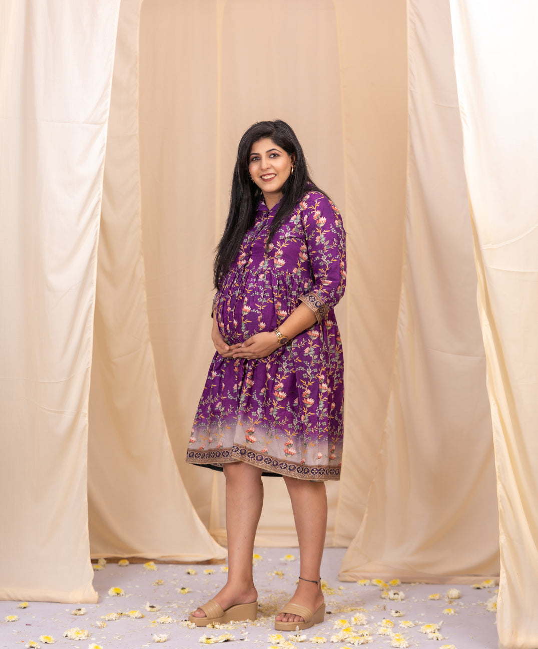 Petals Purple Kalamkari Dress