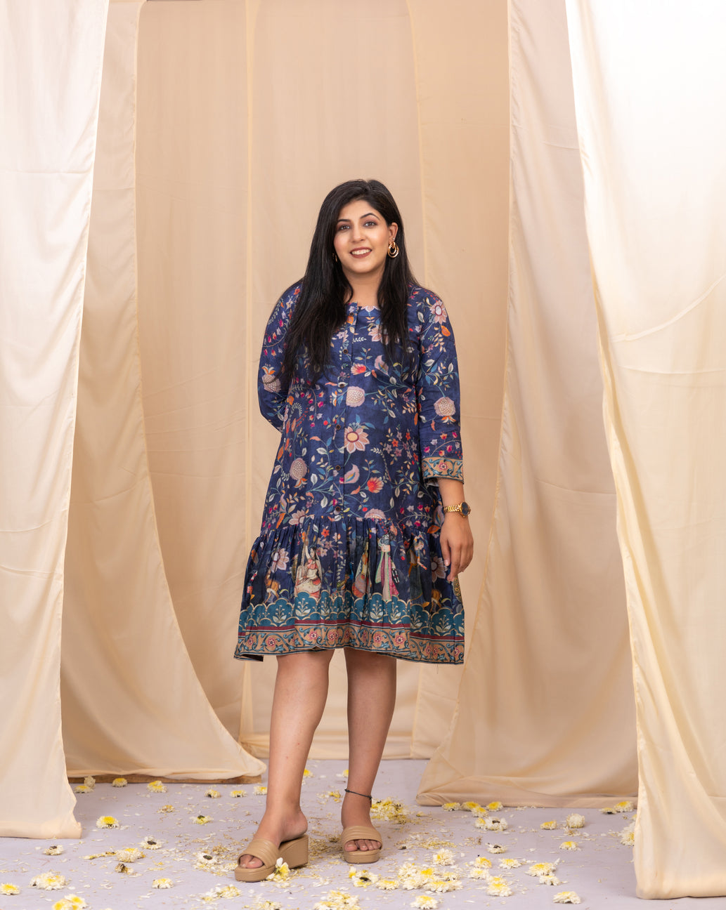 Floral Waltz Blue Dress-Western-Ekana Label