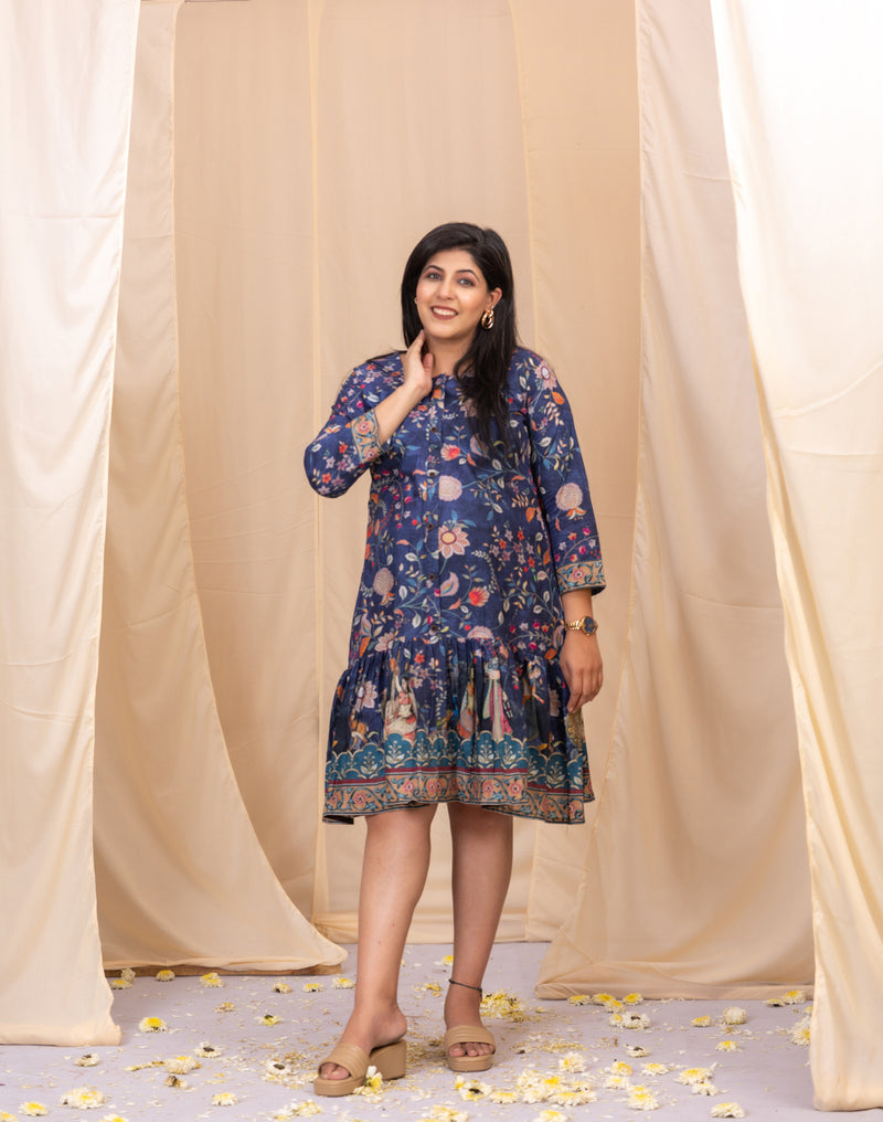Floral Waltz Blue Dress-Western-Ekana Label