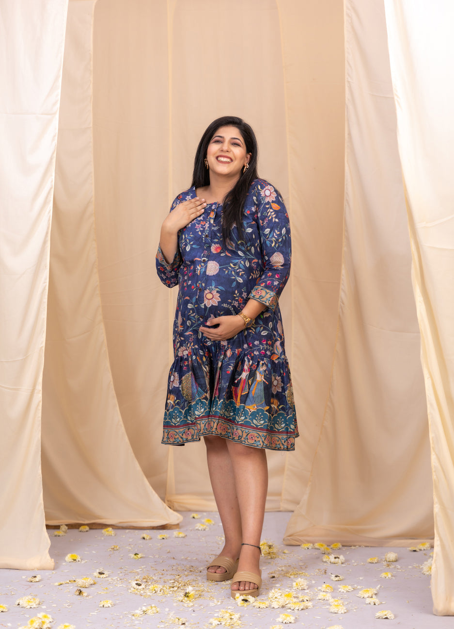 Floral Waltz Blue Dress-Western-Ekana Label