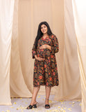 Mystical Midnight Kalamkari Black Dress