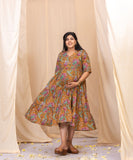 Harvest Gold Florals Kalamkari Dress