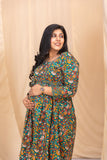 Peacock Paradise Green Kalamkari Dress With Belt