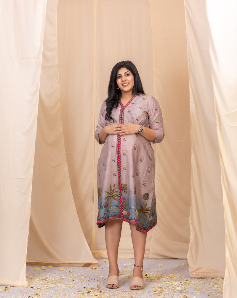 Pink Pichwai Delight Dress-Western-Ekana Label