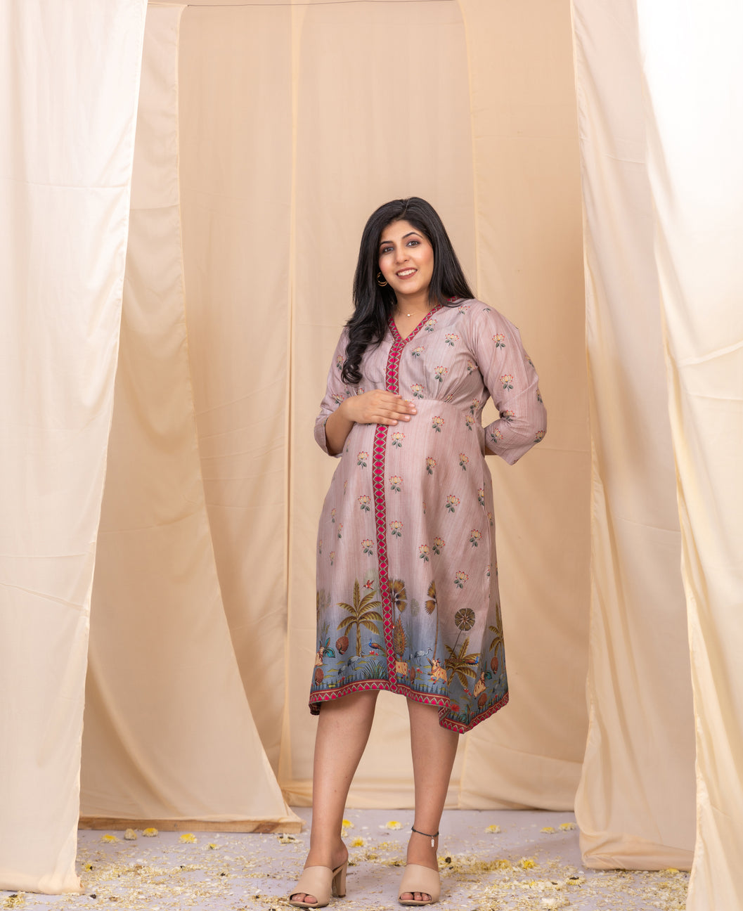 Pink Pichwai Delight Dress-Western-Ekana Label