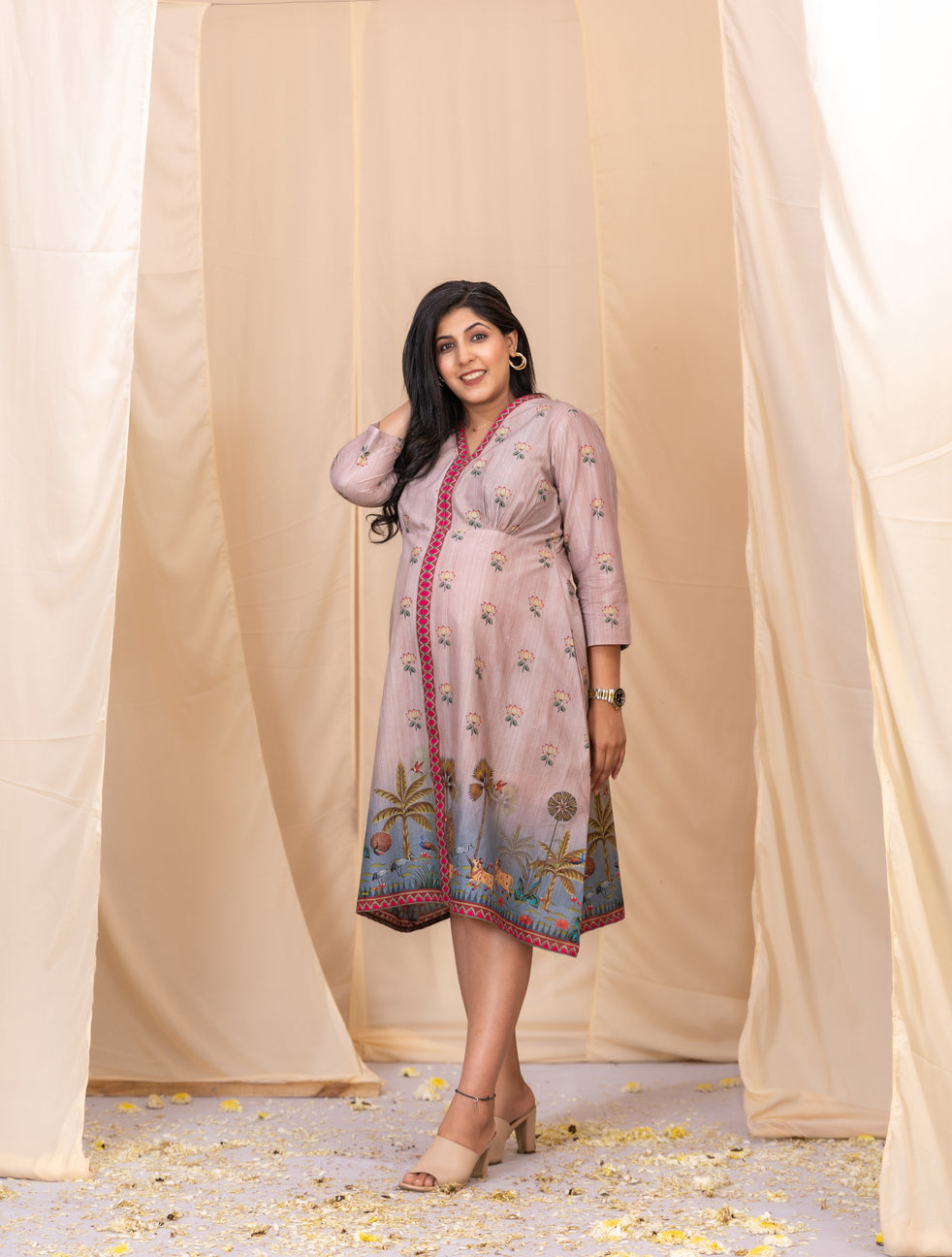 Pink Pichwai Delight Dress-Western-Ekana Label