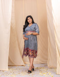 Grey Angrakha Shibori Dress With Belt