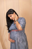 Grey Angrakha Shibori Dress With Belt