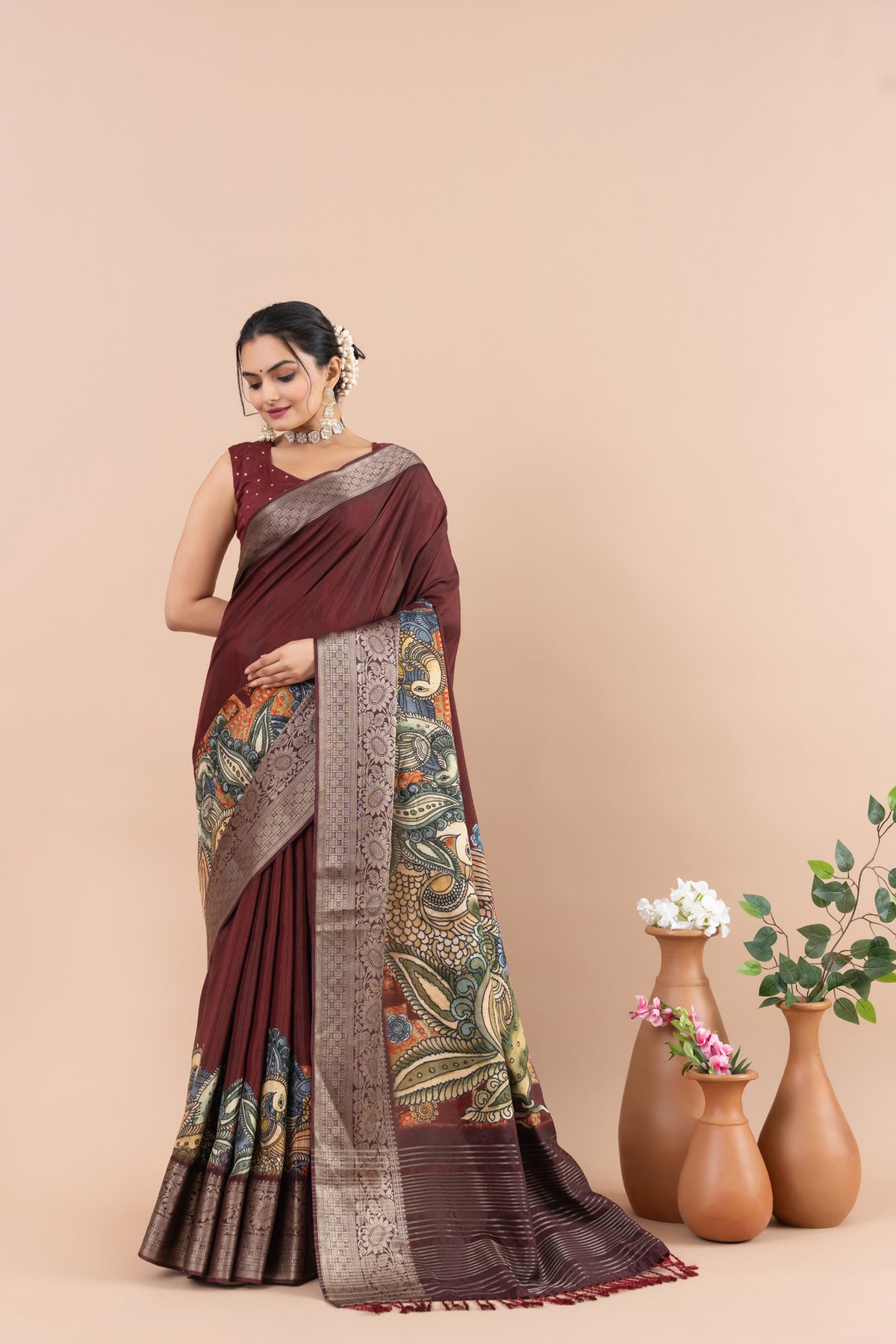 Riwaaz Maroon Saree-Saree-Ekana Label