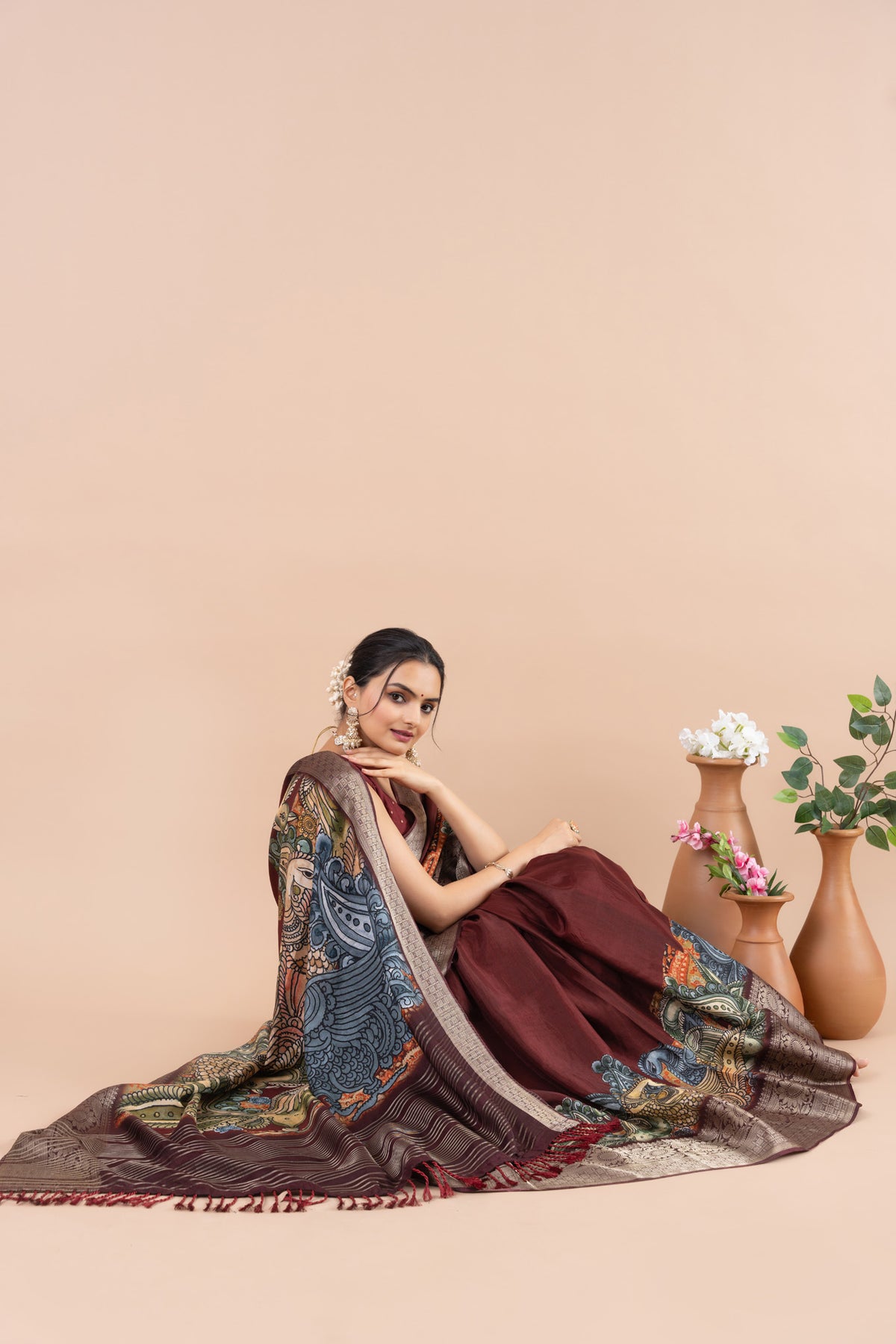 Riwaaz Maroon Saree-Saree-Ekana Label