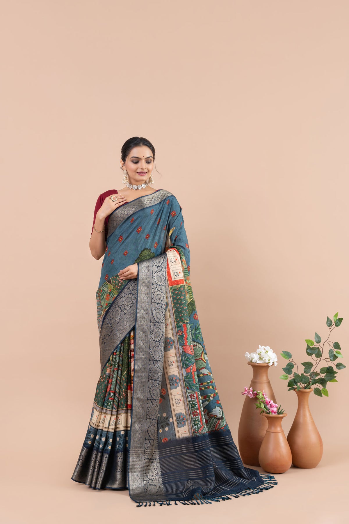 Shahi Rani Madhubani Saree-Saree-Ekana Label