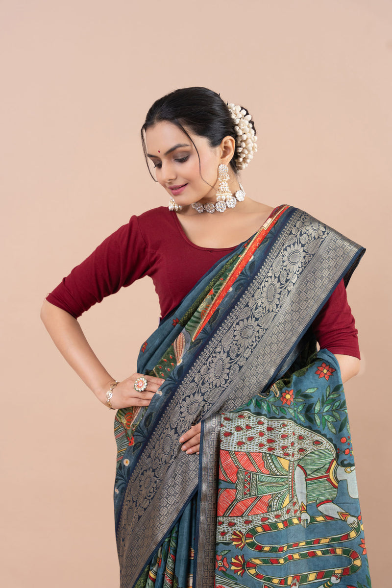 Shahi Rani Madhubani Saree-Saree-Ekana Label