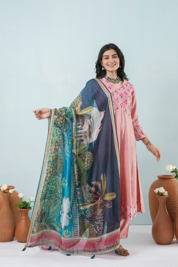 Rose Blush Bhagalpuri Set