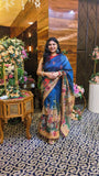Vrishti Midnight Blue Mughal Blossom Sari