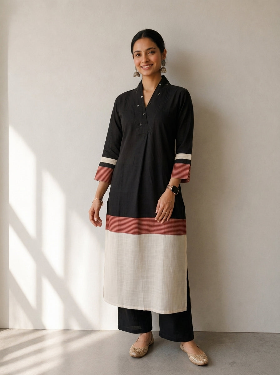 Block Drama Kurta Set