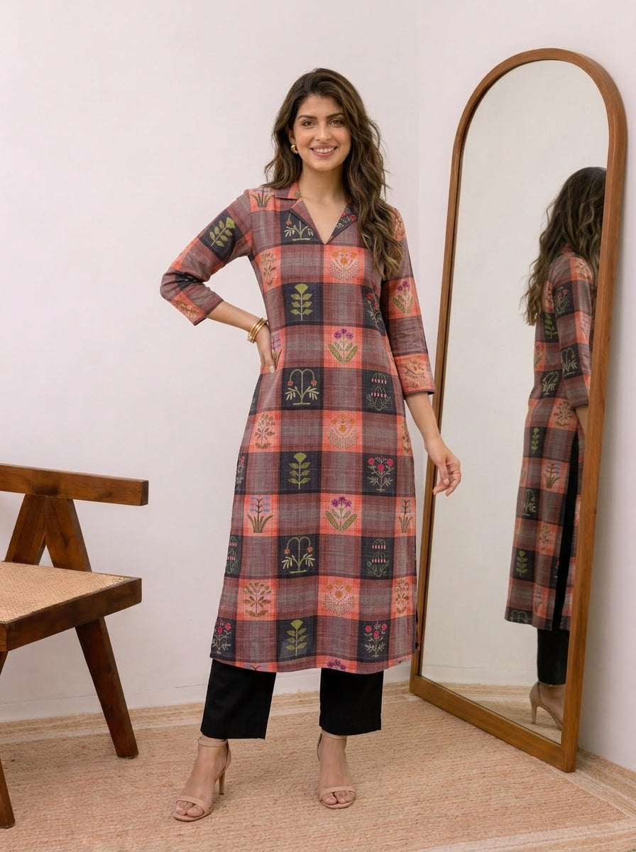 Cute Checks Kurta Set