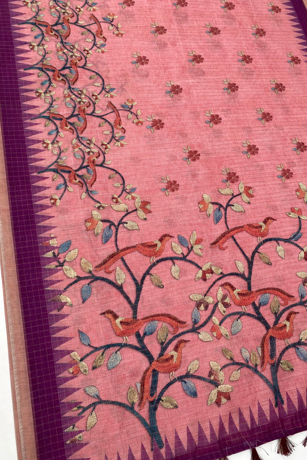 pink-color-linen-saree