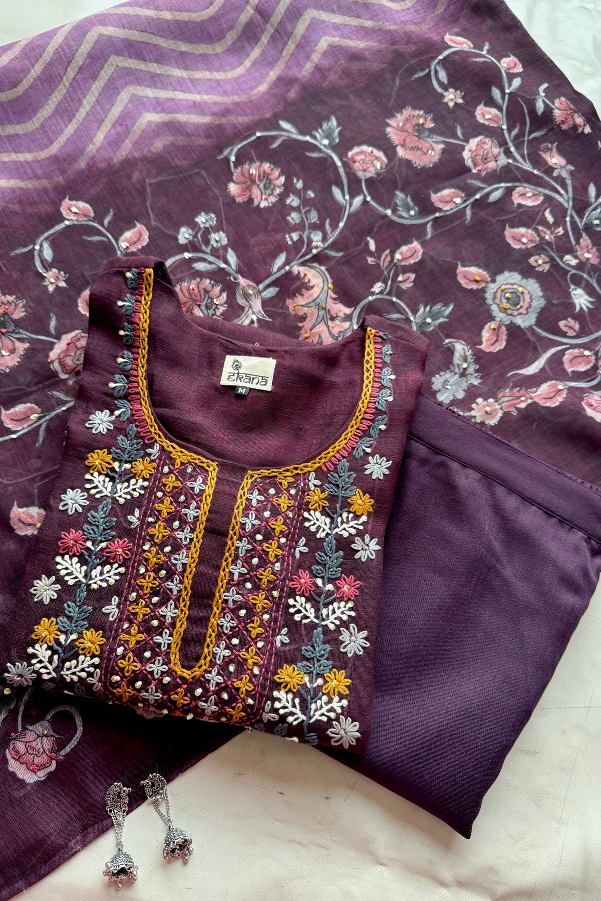 Plum Paradise Handwork Suit Set