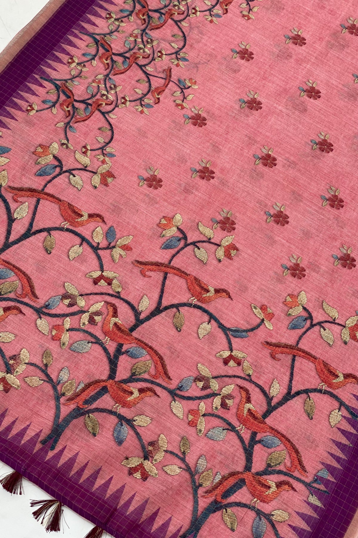 pink-color-linen-saree