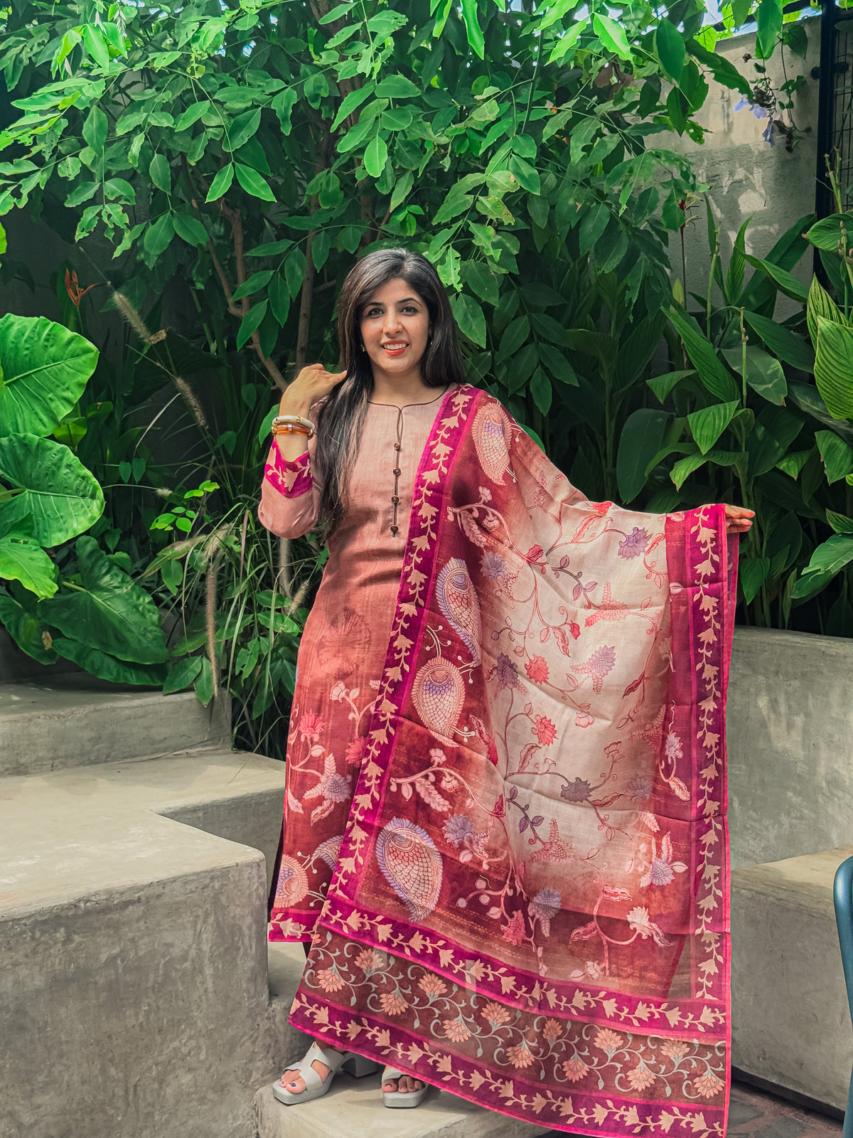 Dusky Flora Linen Suit Set