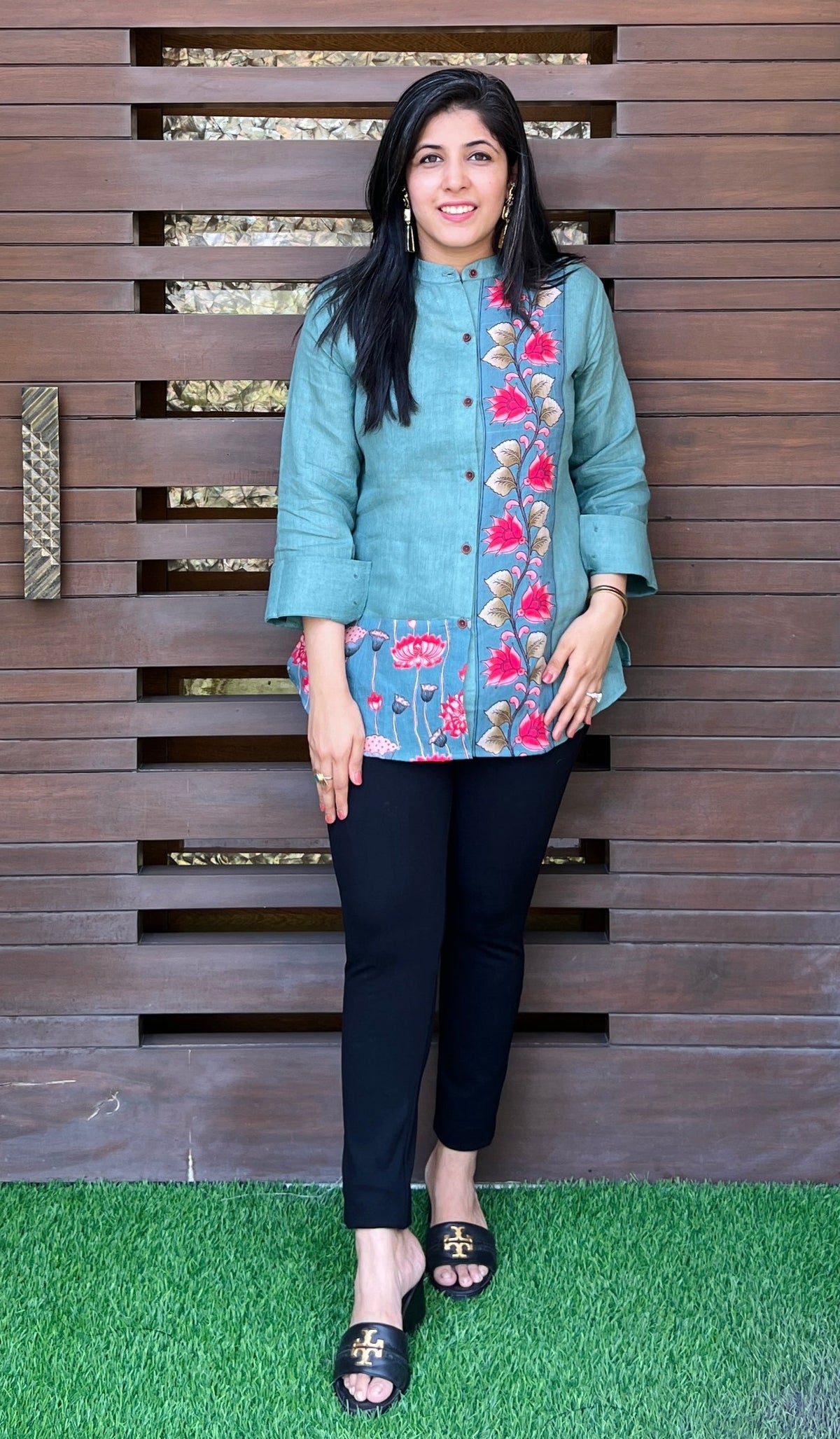 Floral Touch Linen Shirt-shirts-Ekana Label