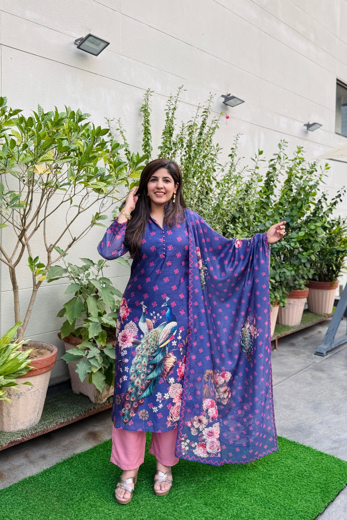 Pyaara Purple Peacock Suit Set