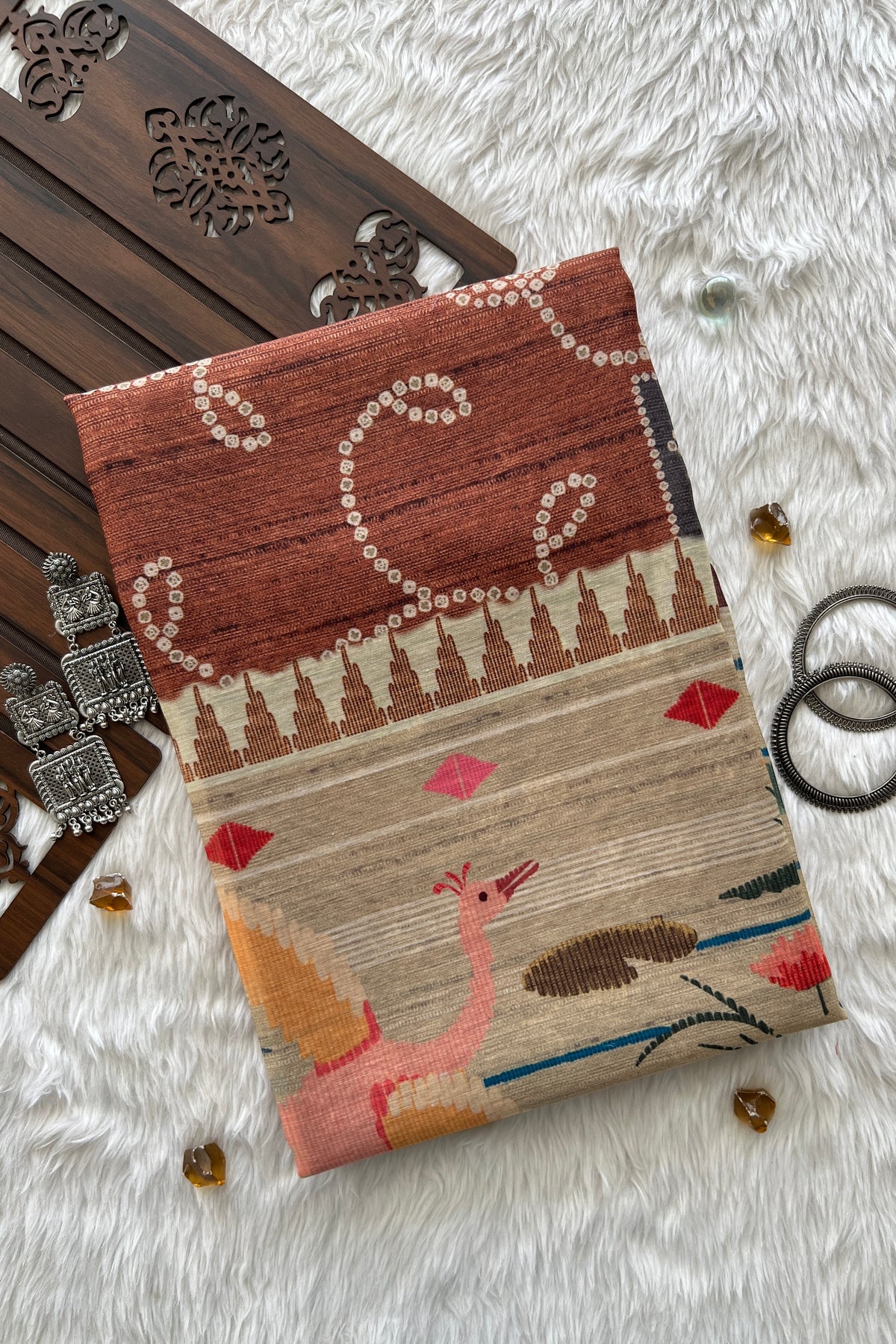 Rusty Lotus Bandhani Saree