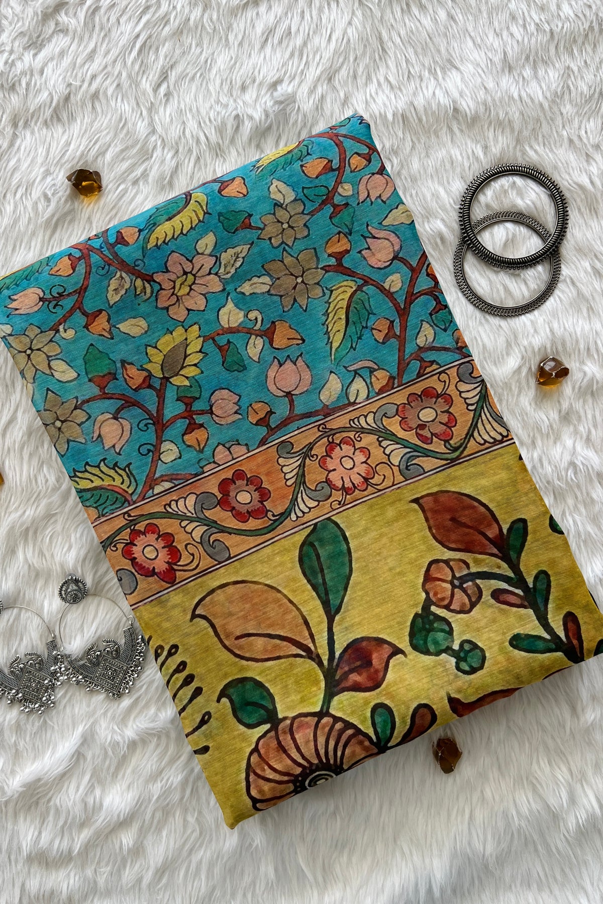 Nilima Floral Kalamkari saree