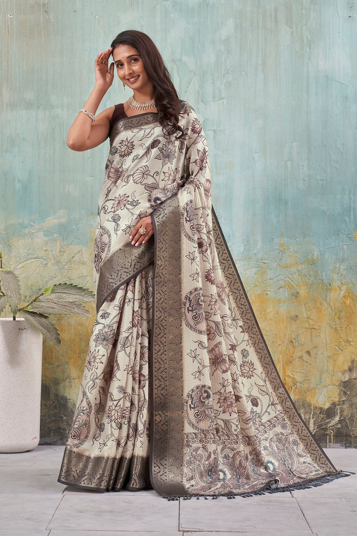 Indrani Kalamkari Bloom Saree