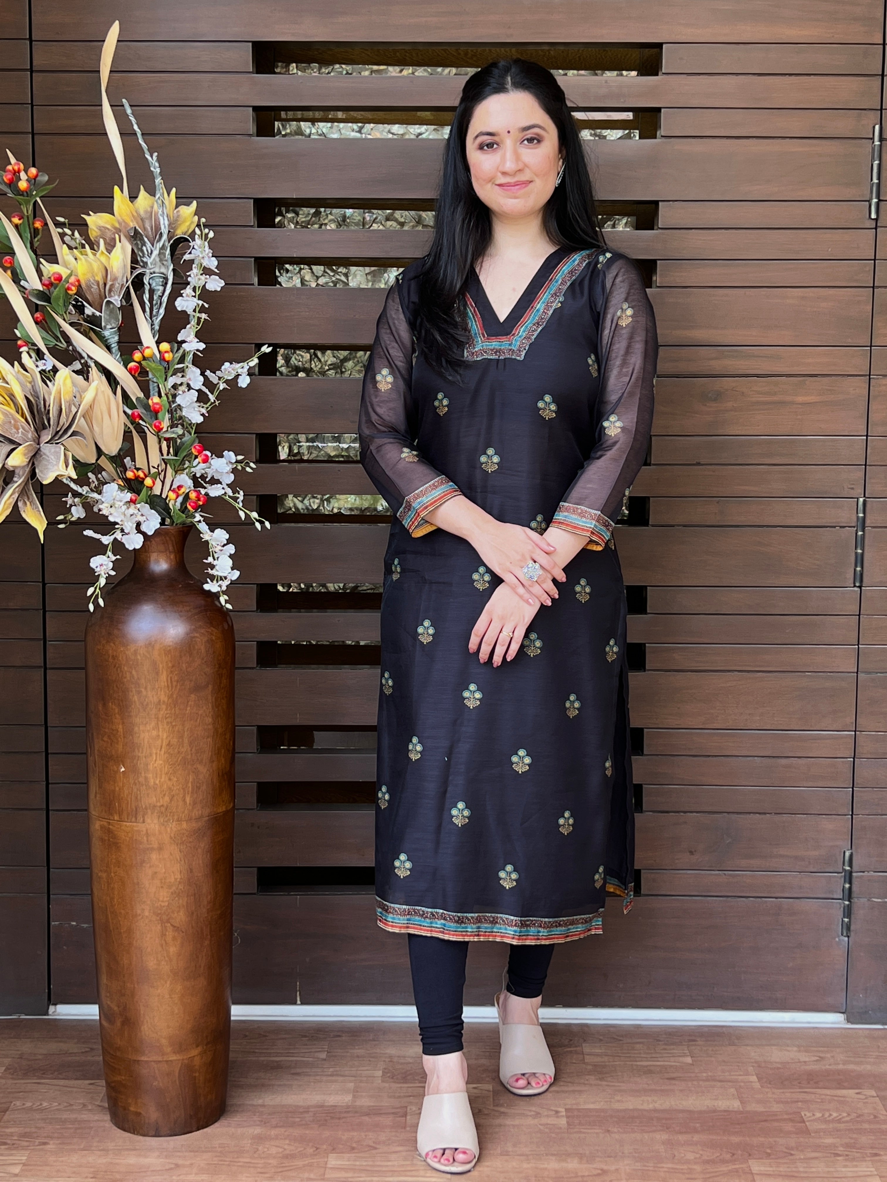 Black Indu Ajrakh Suit