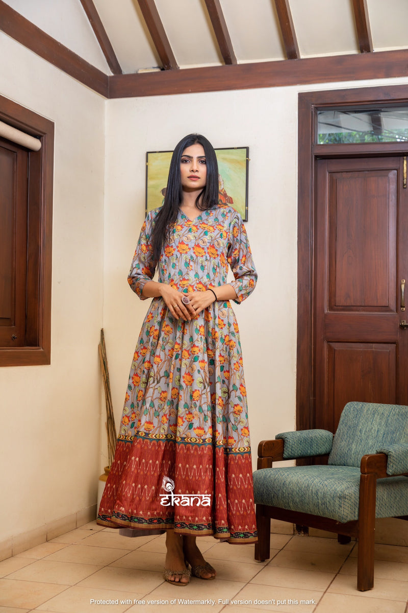 Floral Gray Gown-Clothing-Ekana Label