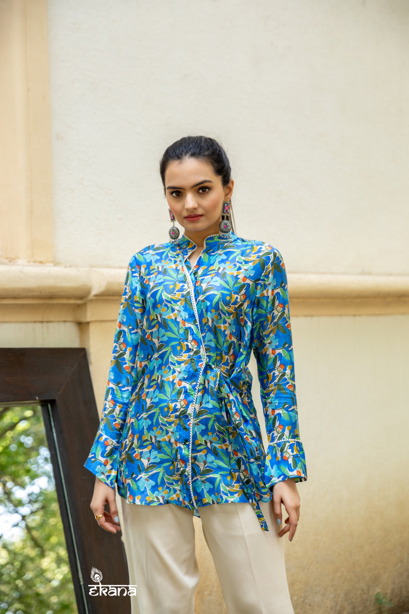 Morocco Blue Top-Western-Ekana Label