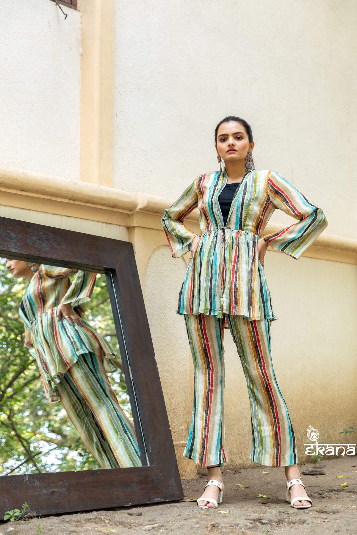 Roman Stripes Coord Set-Western-Ekana Label