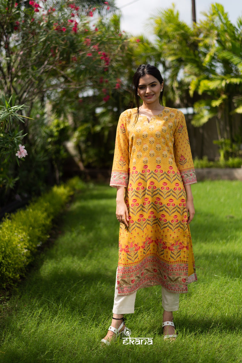 Yellow Divine Kurta-Suit Set-Ekana Label