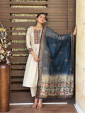 Pearl Blue Kalamkari Dupatta