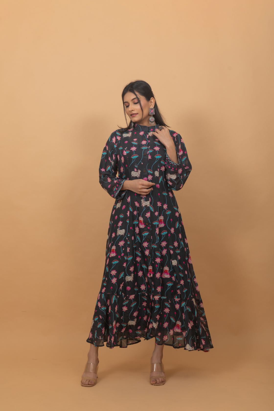 Gauri Black Pichwai Dress