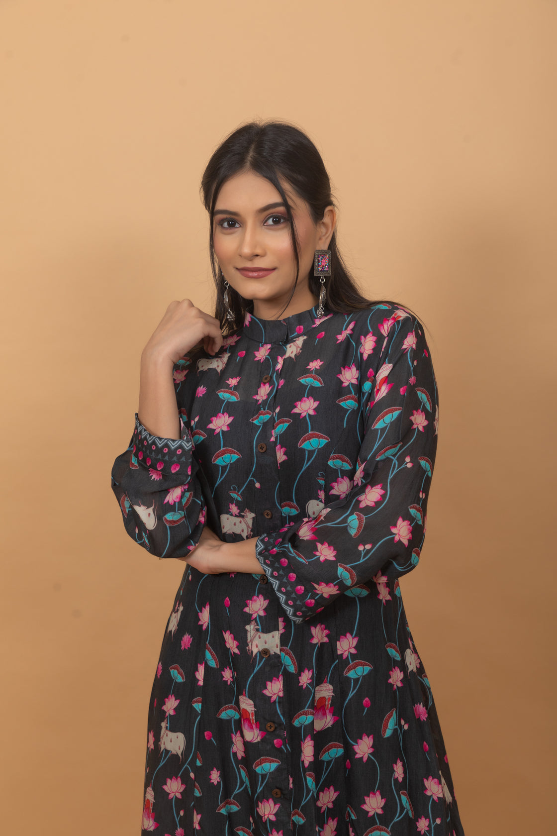 Gauri Black Pichwai Dress-Dresses-Ekana Label