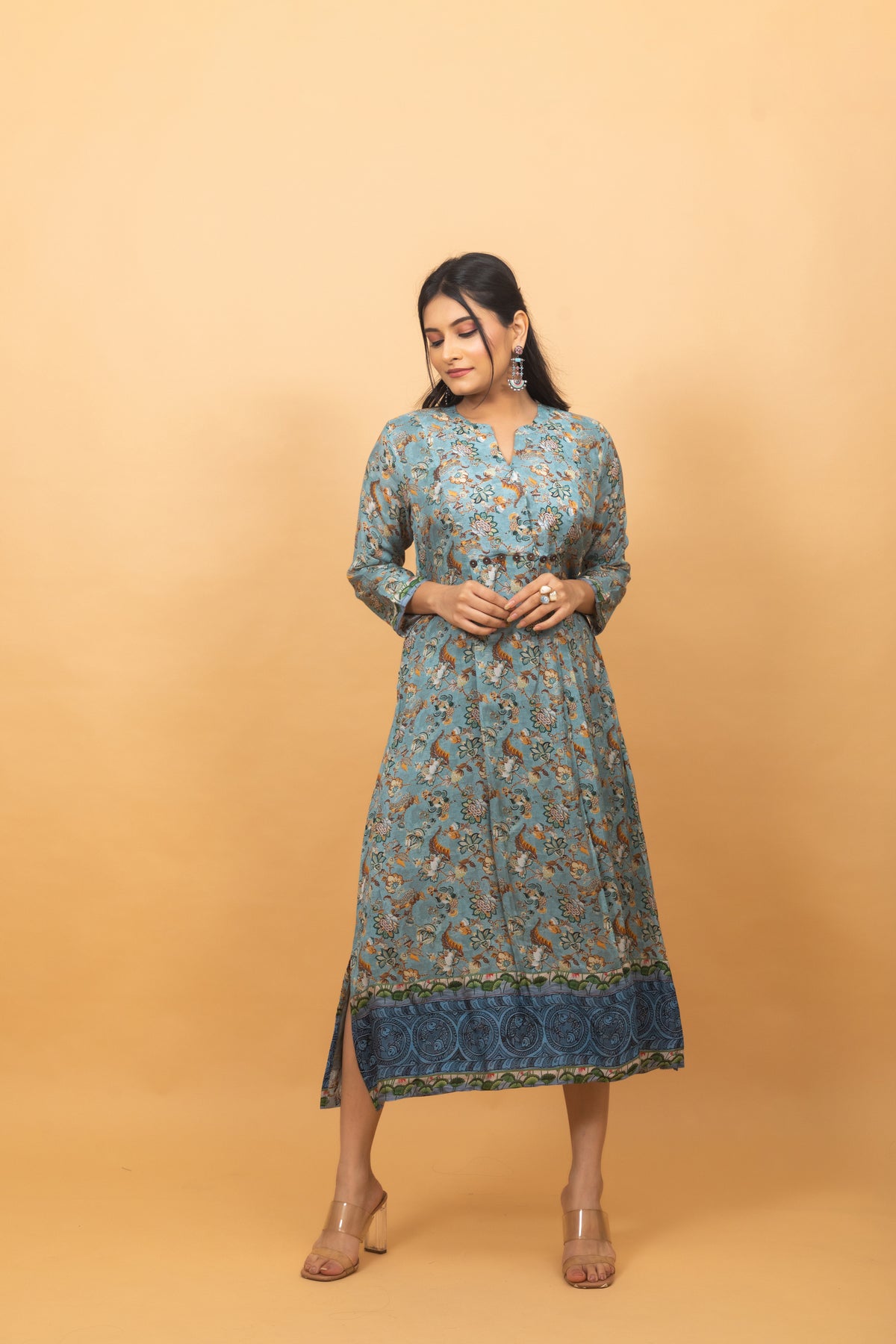 Indivar Kalamkari Dress-Dresses-Ekana Label