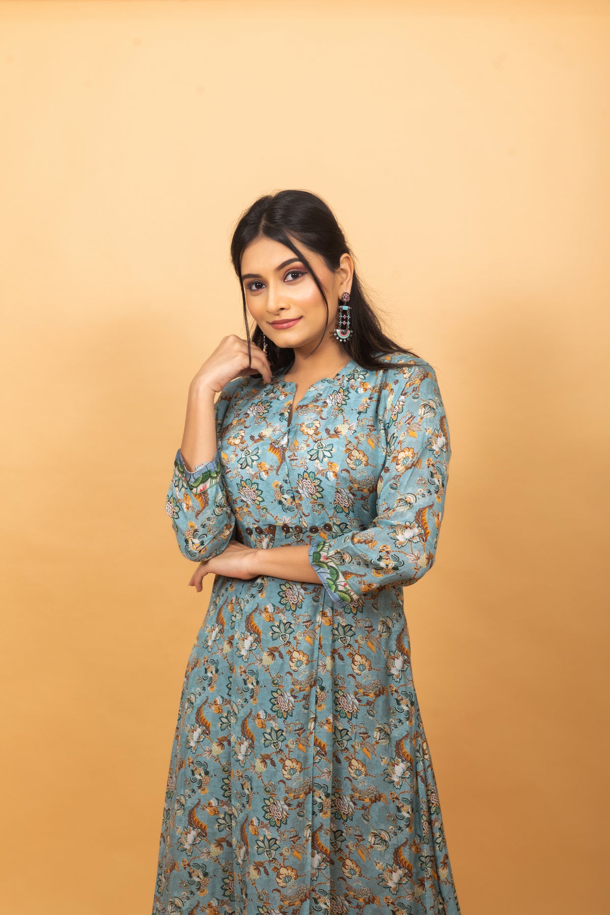 Indivar Kalamkari Dress-Dresses-Ekana Label